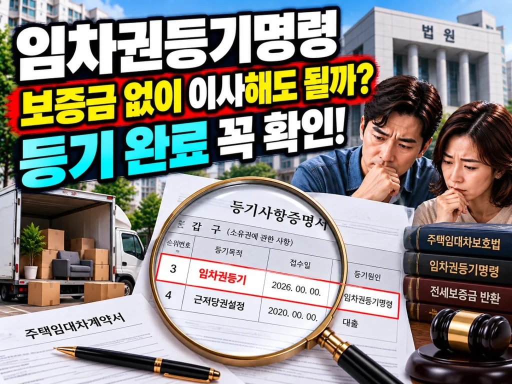 임차권등기명령 보증금 없이 이사해도될까? 등기 완료 꼭 확인!