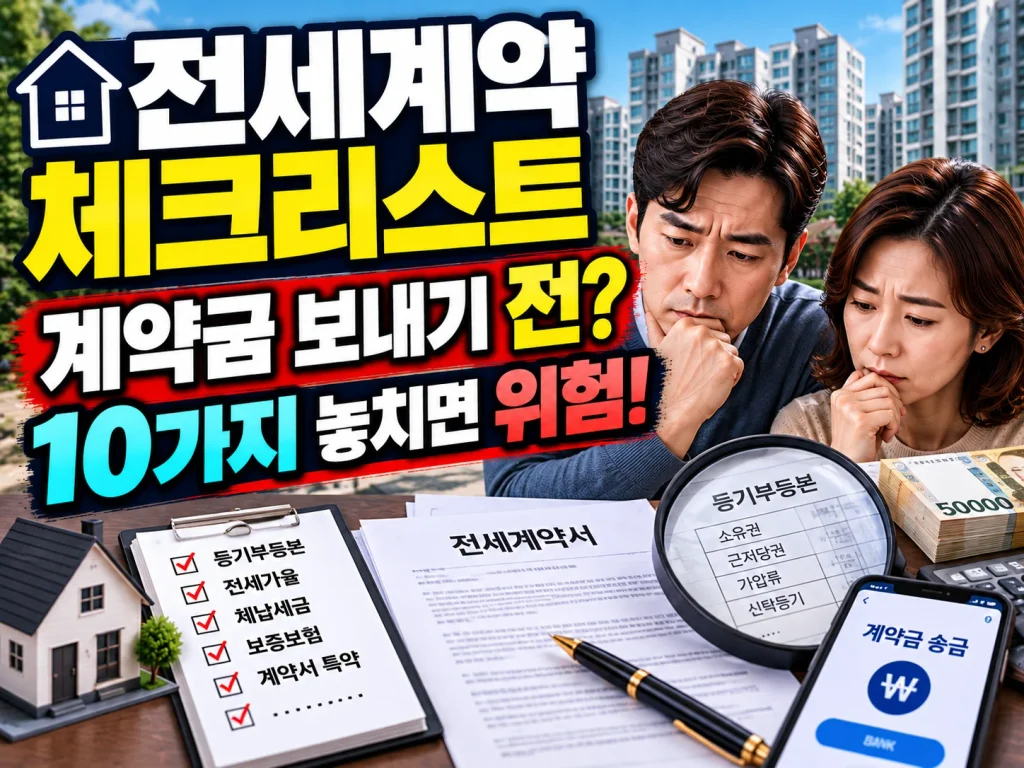 전세계약 체크리스트, 계약금 보내기 전? 10가지 놓치면 위험!