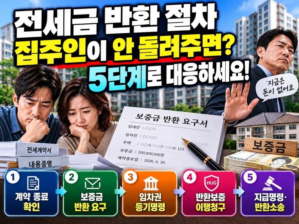 전세금 반환 절차, 집주인이 안 돌려주면? 5단계로 대응하세요!