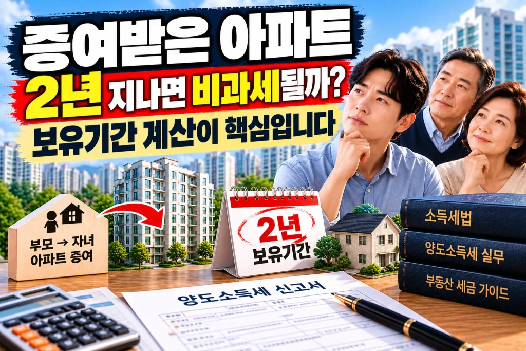 증여받은 아파트 2년 지나면 비과세될까? 보유기간 계산이 핵심