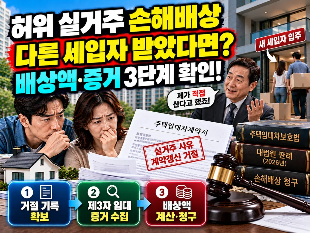 허위 실거주 손해배상 다른 세입자 받았다면? 배상액·증거 3단계 확인!